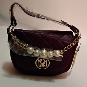 Elegant Purple Quilted Handbag with Gold Chain